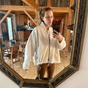 FP MOVEMENT - Fleece bomber jacket zip up - Ivory - XS